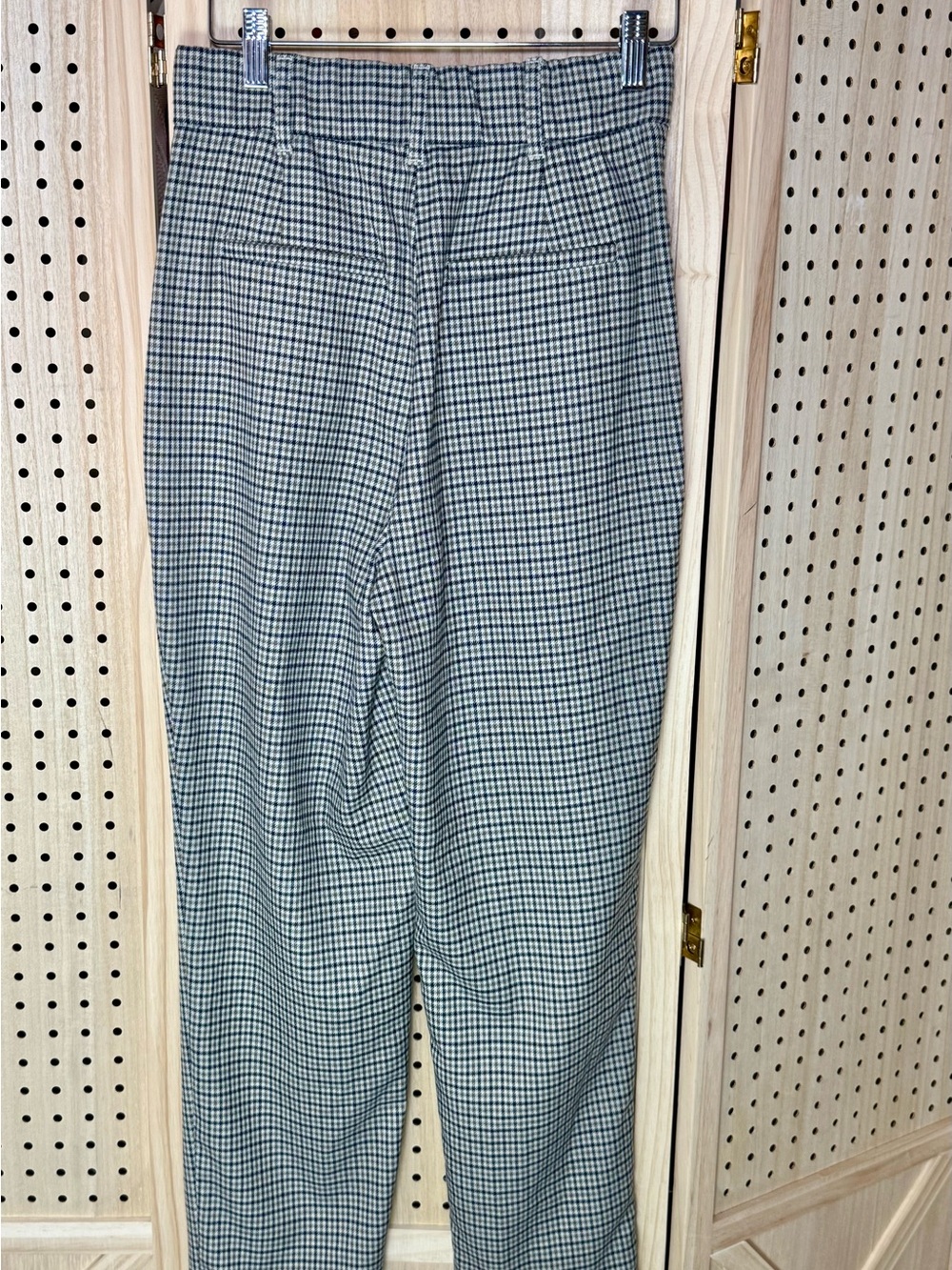Zara Plaid Ankle Pants XS Brown Blue Check Career Office Preppy Chic Trouser - Picture 4 of 12